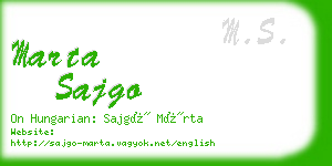 marta sajgo business card